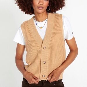 Volcom In Vestible Sweater Vest Hazelnut Size Small